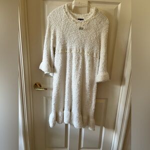POL White Ivory Flare Sleeve Cozy Stretchy Dress Med EUC